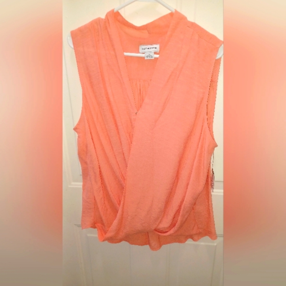 Liz Claiborne Coral Sleeveless Wrap Blouse